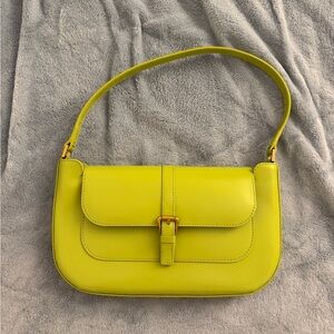BY FAR Chartreuse Leather Shoulder Bag